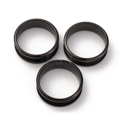 201 Stainless Steel Grooved Finger Ring Settings STAS-TAC0001-10D-B-1