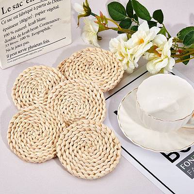 Handmade Corn Straw Woven Placemats AJEW-WH0016-79-1