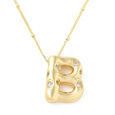 Brass Micro Pave Clear Cubic Zirconia Pendant Necklaces NJEW-Z038-01G-B-1
