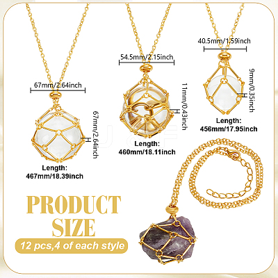 12Pcs 3 Styles Iron Empty Macrame Pouch Pendant Cable Chain Slider Necklace Making NJEW-GO0001-26-1
