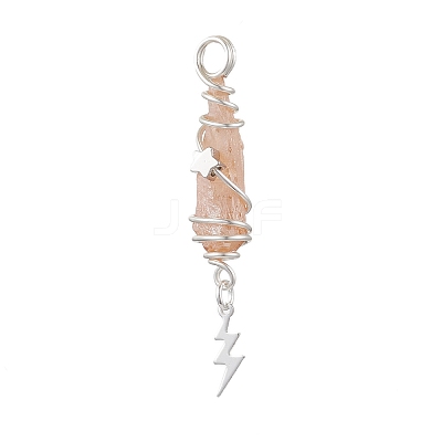 3Pcs 3 Styles Electroplated Natural Quartz Crystal Nuggets Copper Wire Wrapped Pendants PALLOY-JF03128-09-1
