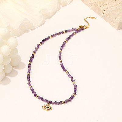 304 Stainless Steel Enamel Eye Pendant Necklaces TE3373-3-1