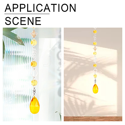 Glass Teardrop & Octagon Prisms Suncatchers Hanging Ornaments HJEW-CA0001-56-1