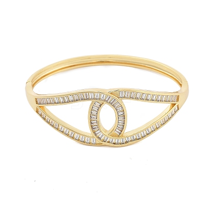 Rack Plating Brass Micro Pave Clear Cubic Zirconia Bangles for Women BJEW-G730-02G-1