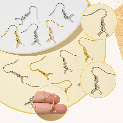60Pcs 2 Colors 304 Stainless Steel Earring Hooks STAS-SC0010-73-1