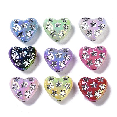 UV Plating Iridescent Acrylic Beads X-OACR-B021-06-1