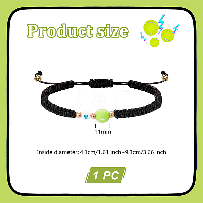 1Pc Sport Theme Acylic & Alloy Braided Bead Bracelets BJEW-LP0003-23E-1