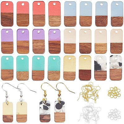 DIY Walnut Wooden Dangle Earring Making Kits DIY-OC0006-73-1
