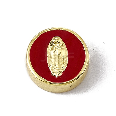 Real 18K Gold Plated Brass Enamel Beads KK-A170-02G-M-1