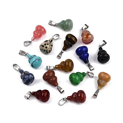 Natural & Synthetic Mixed Stone Gourd Pendants G-N344-08P-1