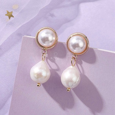 Brass Dangle Stud Earrings EJEW-JE06886-1