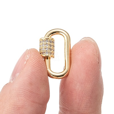 Brass Micro Pave Cubic Zirconia Screw Carabiner Lock Charms ZIRC-G160-22G-1