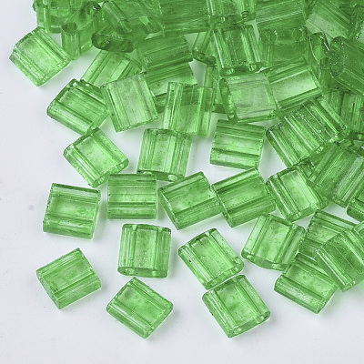 2-Hole Baking Paint Transparent Glass Seed Beads SEED-S023-32C-05-1