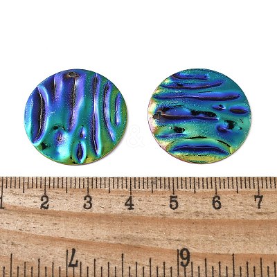 Texture Brass Pendants KK-D355-08RC-1