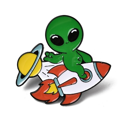 Alien on Rocket Enamel Pins JEWB-D310-01EB-03-1