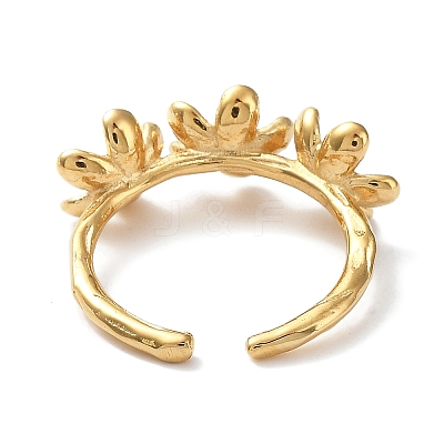 304 Stainless Steel Flower Open Cuff Ring Findings STAS-K263-04G-1