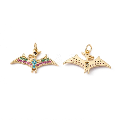 Rack Plating Brass Micro Pave Colorful Cubic Zirconia Pendants ZIRC-C040-48F-G-1