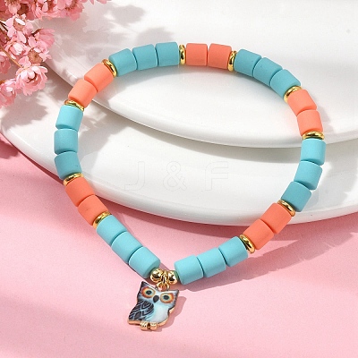 Polymer Clay Column Beaded Stretch Bracelets BJEW-JB09782-1