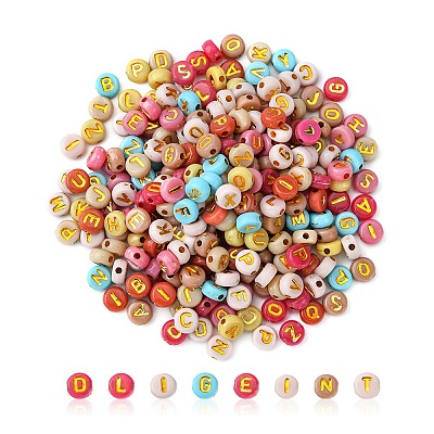 300pcs 2 Styles Opaque Mixed Color Acrylic Beads MACR-YW0002-58A-1