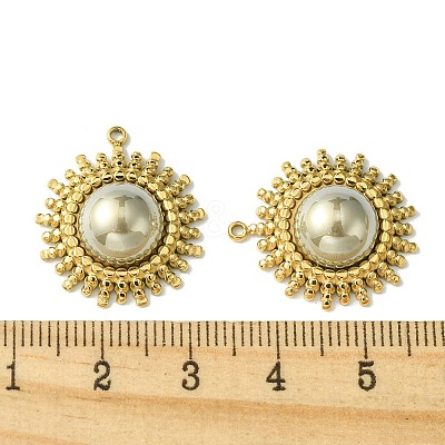 Ion Plating(IP) 304 Stainless Steel Pave Shell Pearl Pendants FIND-Z028-34G-1