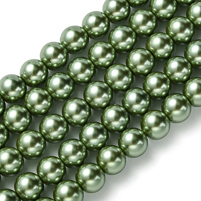 Eco-Friendly  Dyed Glass Pearl Round Bead Strands HY-A002-8mm-RB025-1