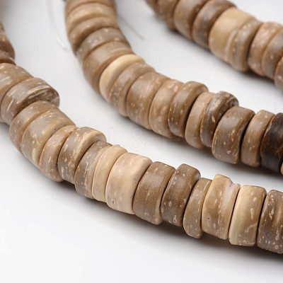 Dyed Natural Coconut Disc Bead Strands X-COCB-O003-07H-1