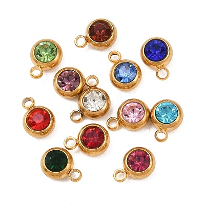 Birthstone 201 Stainless Steel Rhinestone Charms STAS-G368-01G-1