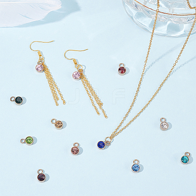 24Pcs 12 Colors Ion Plating(IP) Rose Gold Plated 304 Stainless Steel Rhinestone Pendants STAS-UN0050-52-1