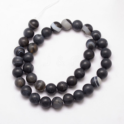 Natural Black Agate Bead Strands X-G-K166-12-6mm-03-1