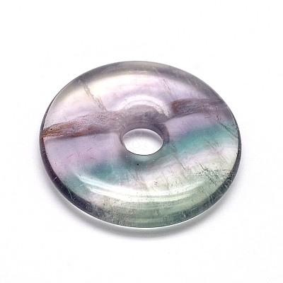 Donut/Pi Disc Natural Fluorite Pendants G-O106-01-1