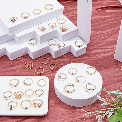 32Pcs 32 Style Alloy Finger Rings Sets with Crystal Rhinestone RJEW-FI0001-04-1