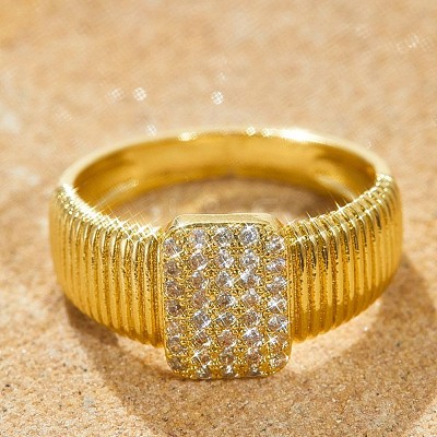 Brass Micro Pave Clear Cubic Zirconia Finger Rings FS-WGEE21A-01-1