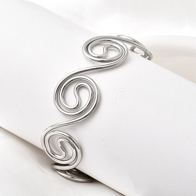 304 Stainless Steel Cuff Bangles for Women BJEW-Z150-01P-01-1