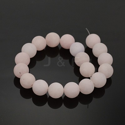 Frosted Natural Rose Quartz Round Bead Strands G-M272-06-8mm-1