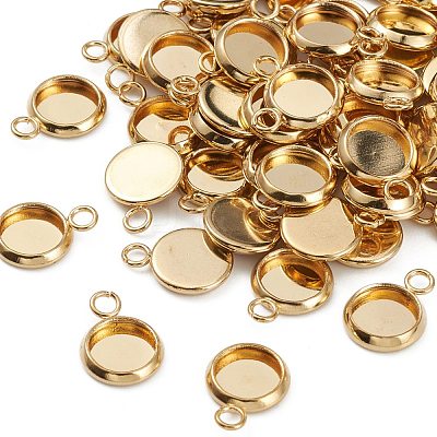 304 Stainless Steel Pendant Cabochon Settings STAS-Z030-01E-G-1