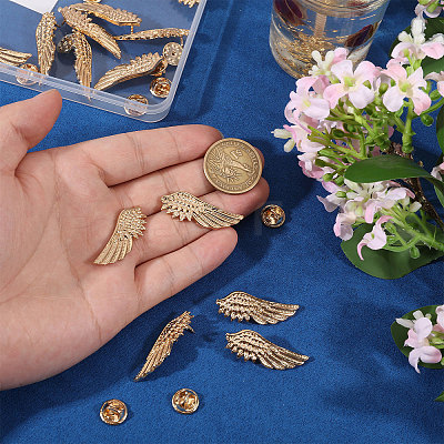 12 Pairs Wing Alloy Brooches JEWB-CA0001-82-1