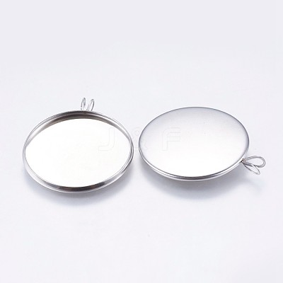Tarnish Resistant 304 Stainless Steel Pendant Cabochon Settings STAS-I097-059-25M-1