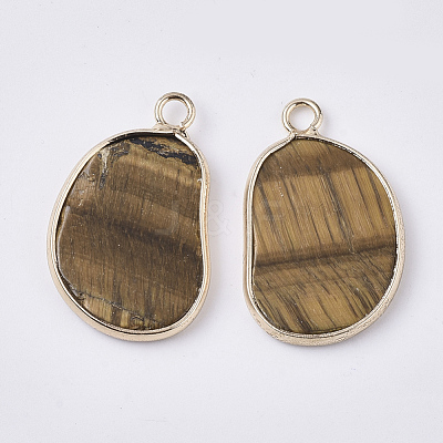 Natural Tiger Eye Pendants G-S359-019C-1