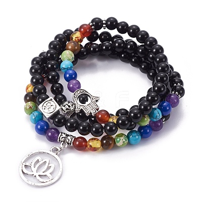 Natural Obsidian Wrap Bracelets BJEW-I273-B05-1