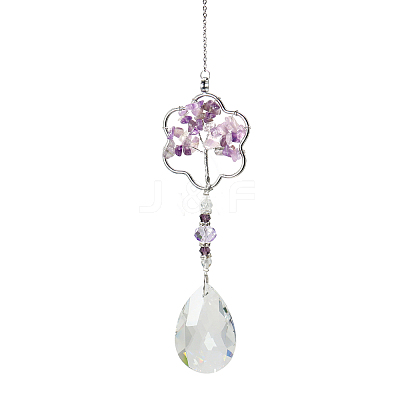 K9 Crystal Glass Big Pendant Decorations HJEW-PW0001-013C-1