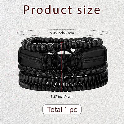 1Pc Cowhide & Imitation Leather Cord Knitted Multi-strand Bracelets AJEW-GF0011-50D-1