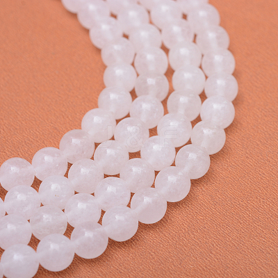 Round Natural White Jade Bead Strands X-G-R345-6mm-06-1