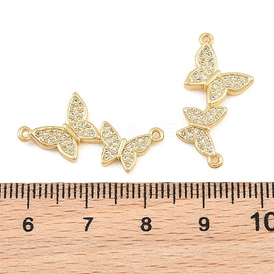 Brass Micro Pave Clear Cubic Zirconia Connector Charms CU-CBA908F-04G-02-1