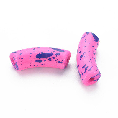 Opaque Spray Painted Acrylic Beads MACR-S372-001F-B06-1