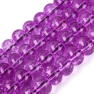Crackle Transparent Glass Beads Strands GLAA-N074-02B-14-1