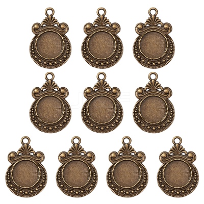 Tibetan Style Zine Alloy Pendant Cabochon Settings PALLOY-YW0001-72AB-1