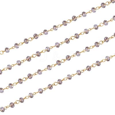 Handmade Rondelle Glass Beads Chains for Necklaces Bracelets Making AJEW-JB00037-05-1