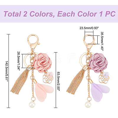 2Pcs 2 Colors Alloy Keychain KEYC-WR0001-15-1