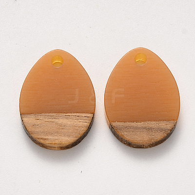Transparent Resin & Walnut Wood Pendants RESI-S358-15-B02-1