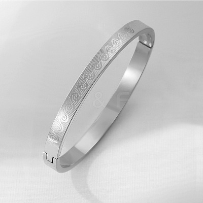 304 Stainless Steel Swirl Pattern Hinged Bangles for Women WG1BED9-02-1